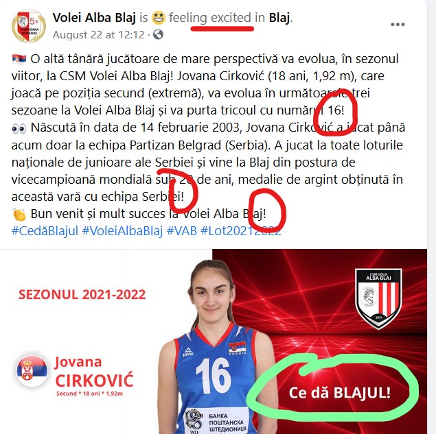 Băă, care tragi pe nas de la Blabla Blaj? * Ce dă Blajul? Jucătoare pentru naționala Serbiei!